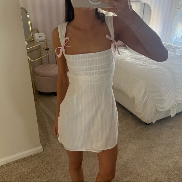 Beginning Boutique White Tie Back Mini Dress - Picture 1 of 5